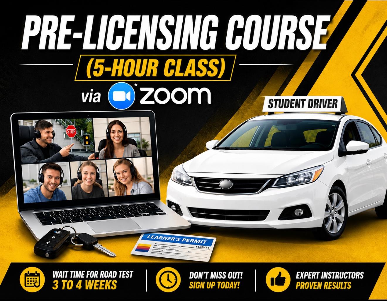 Pre-Licensing Course (5-Hour Class) via Zoom — Max Precision Driving School